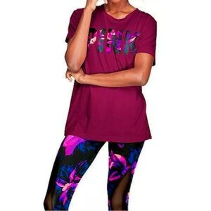 Victoria’s Secret Pink campus tee burgundy short sleeve graphic tee tropical